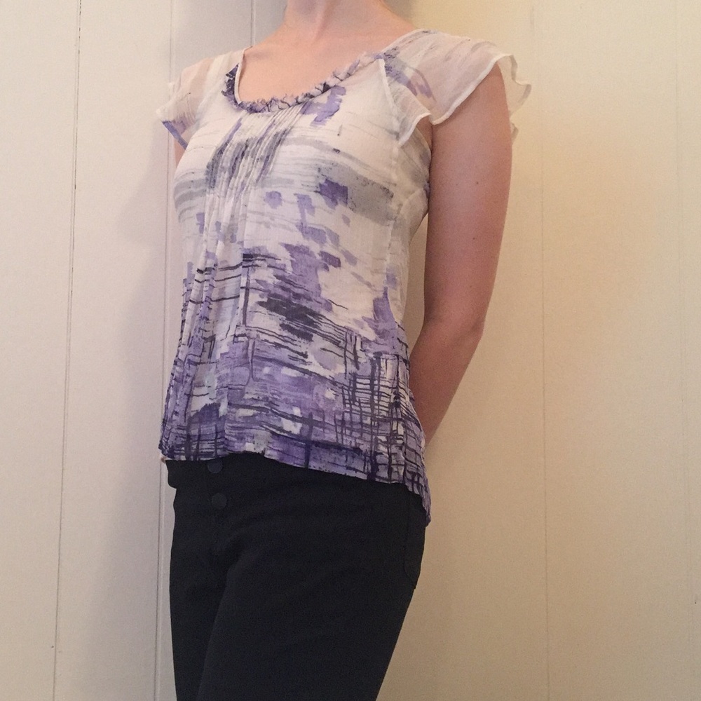 Cute light blue and white blouse!